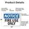 Signmission Fire Use Only OSHA Notice Sign, Aluminum, 24in W x 18in L, 2PK OS-2PACK-NS-A-1824-L-12709 - alternate 4